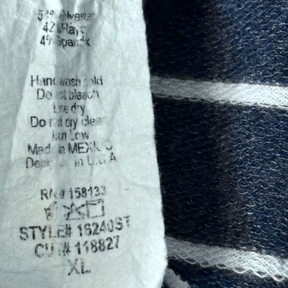 Pink Clover XL back button detail dark blue & white stripe hi lo tee - Picture 8 of 9